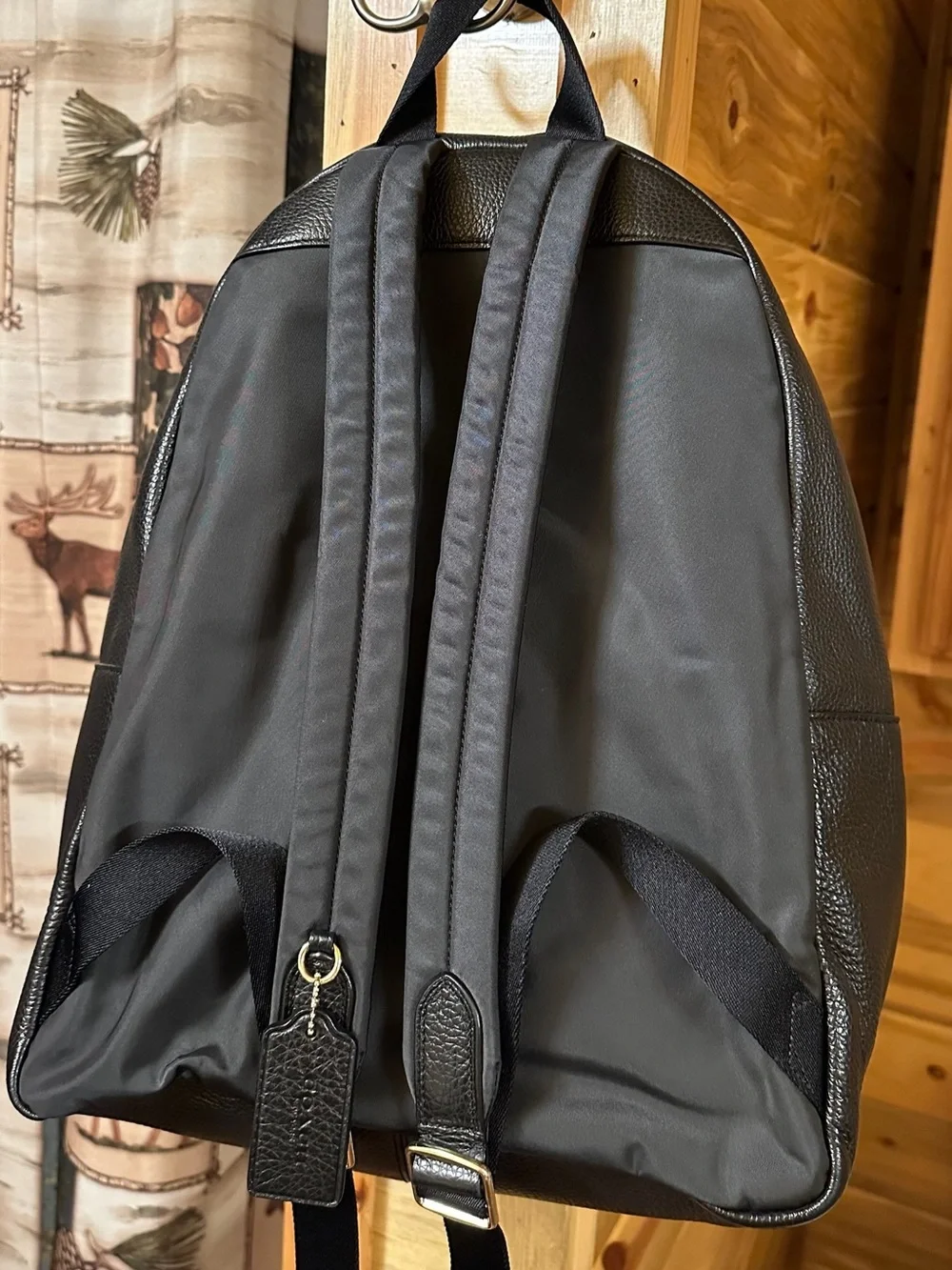 COACH Backpack Pebbled Black Leather Gold Hardware